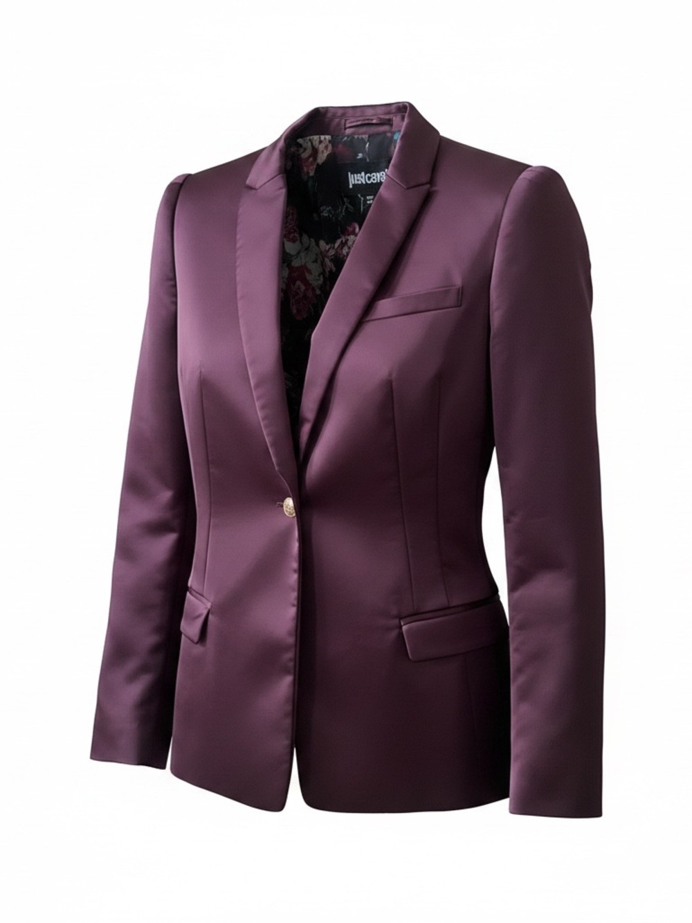 Just CAVALLI Tailored Satin Blazer Sz 6/42 Single‎ Breasted Made Italy Purple